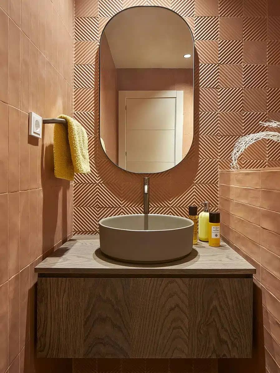 Thiết kế phòng tắm gạch trong nhà, phong cách gạch thủ công | Trọng Interior