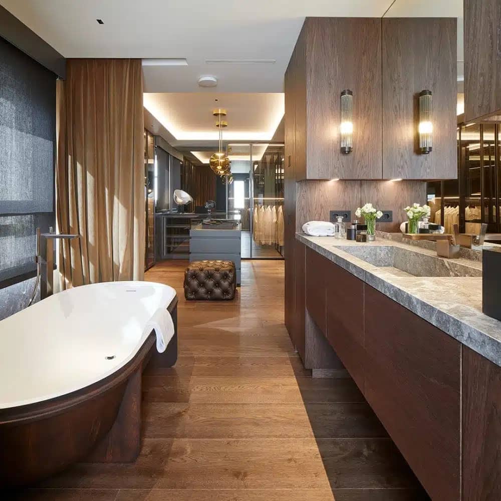 Xu hướng phòng tắm ốp gỗ hiện đại | Trọng Interior