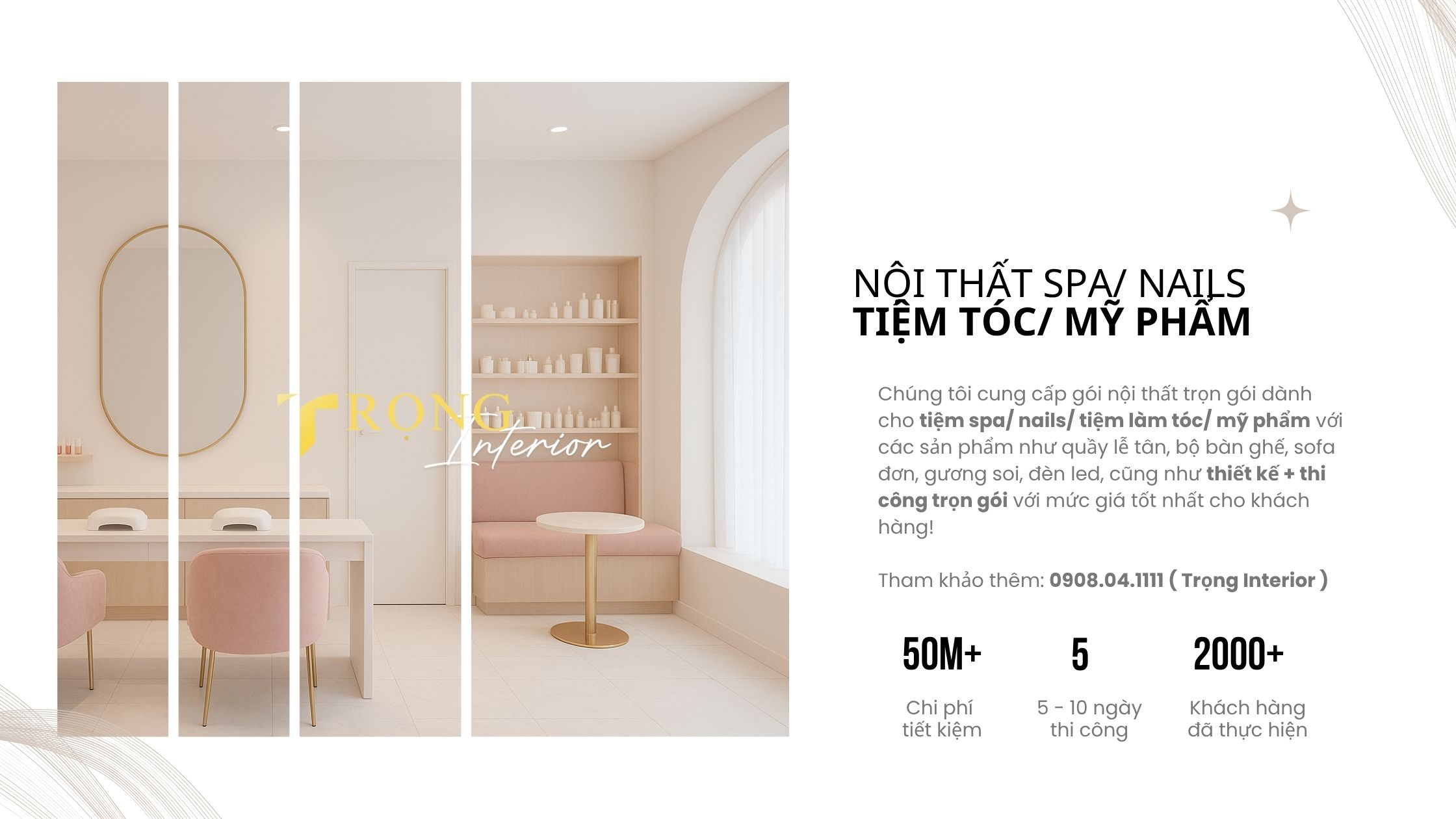 nội thất spa _ nails _ tiệm tóc _ mỹ phẩm trọn gói _ trọng interior